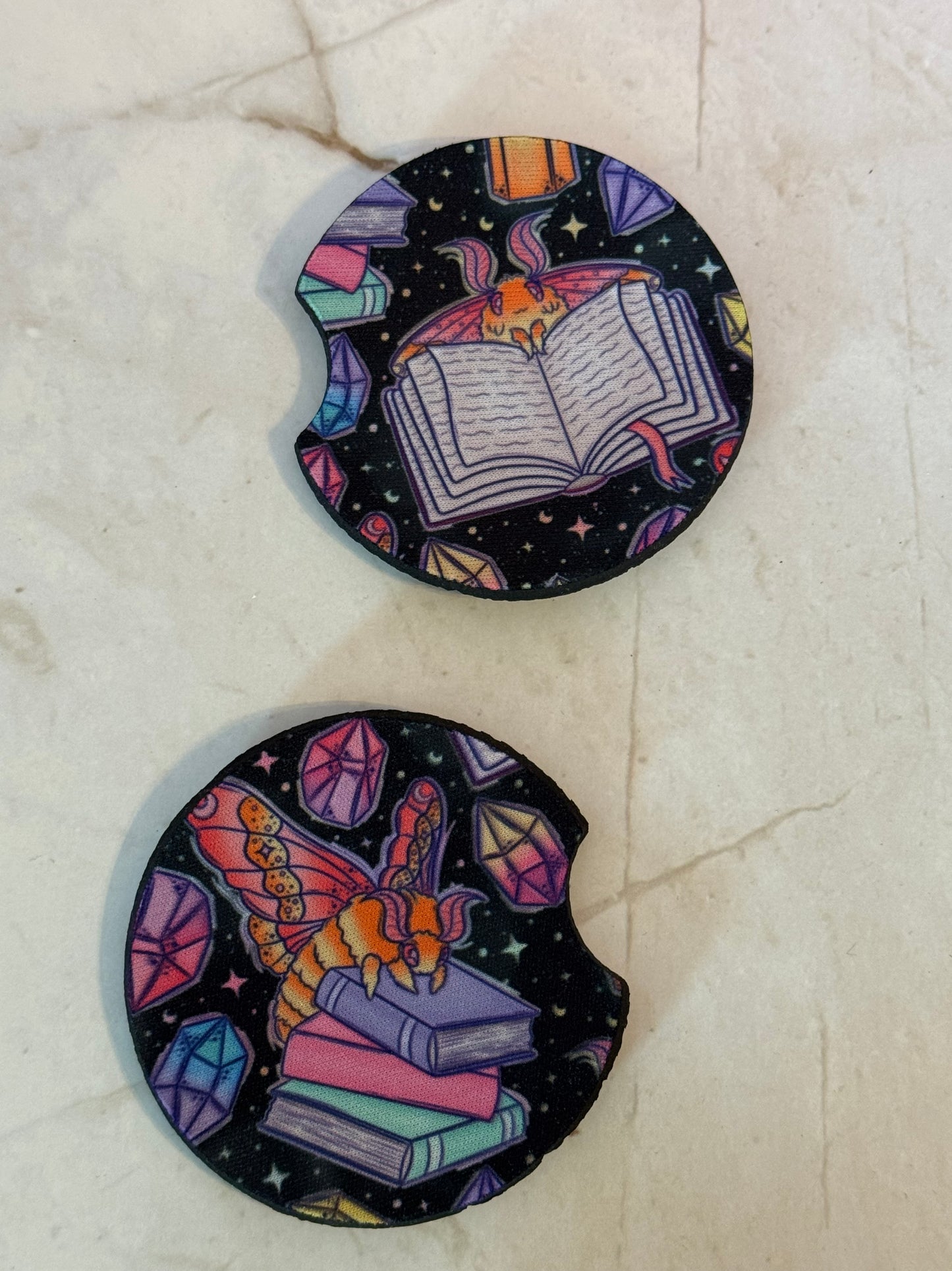 Book Moth Car Coasters