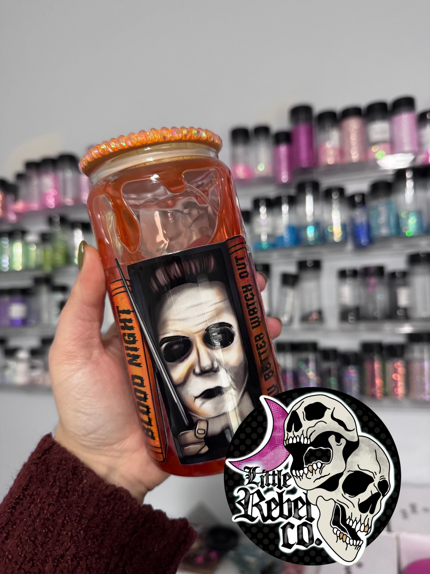 Halloween Books Snowglobe Can Glass