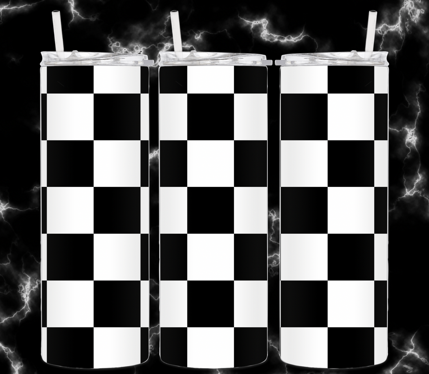 Black & White Checks Tumbler